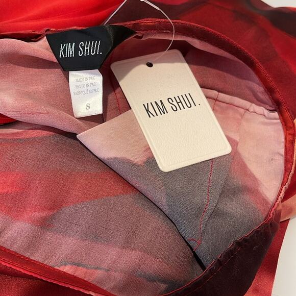 Kim Shui Rose Silk Tube Red Midi Gown Size Small - Picture 10 of 11